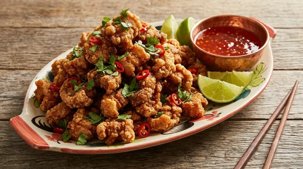 Crispy Thai pork bites served with sweet chilli sauce