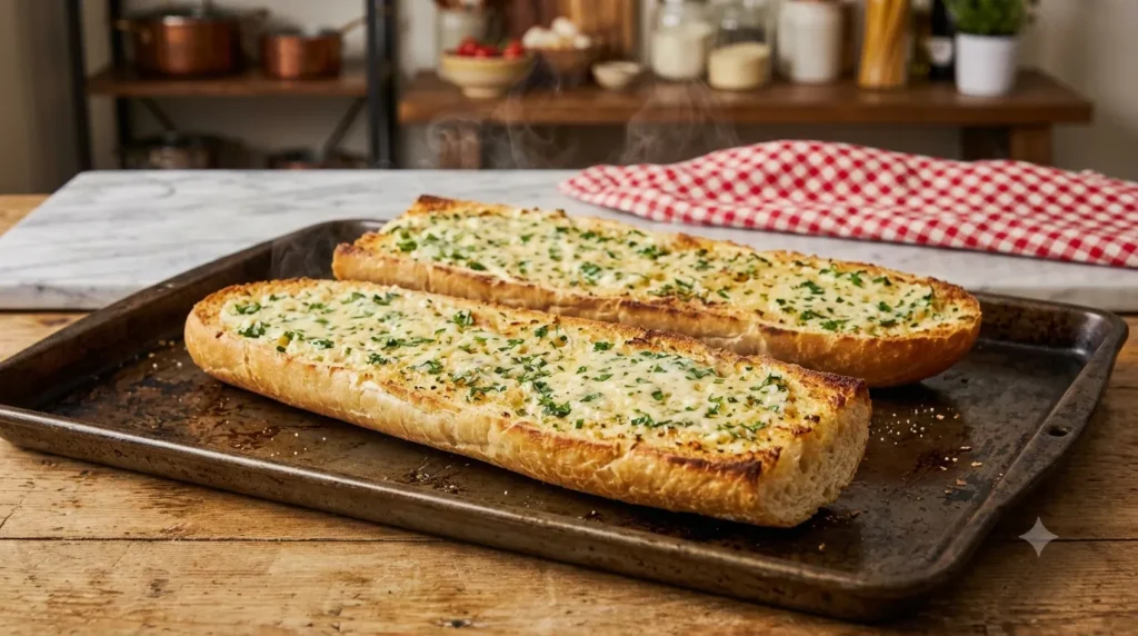 Pre-toasting garlic bread for Garlic Bread Pizza